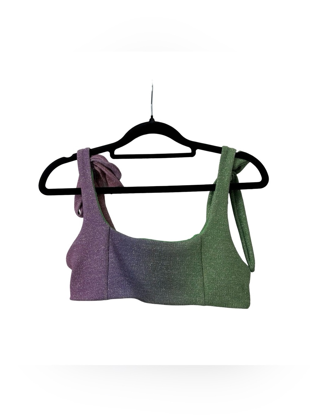 Beach Riot Avalon Bikini Top gemstone ombre glitter adjustable tie straps Size M